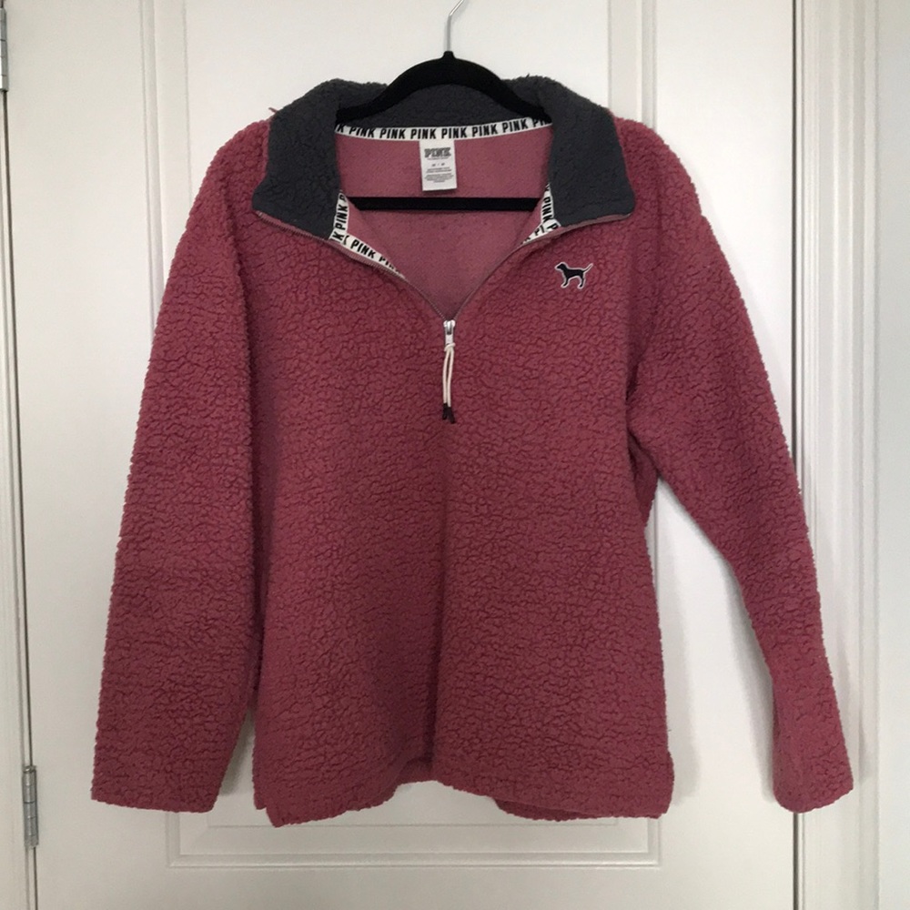 PINK Quarter Zip Sherpa Sweater